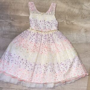 Elegant Pastel Floral Dress with Gold Details